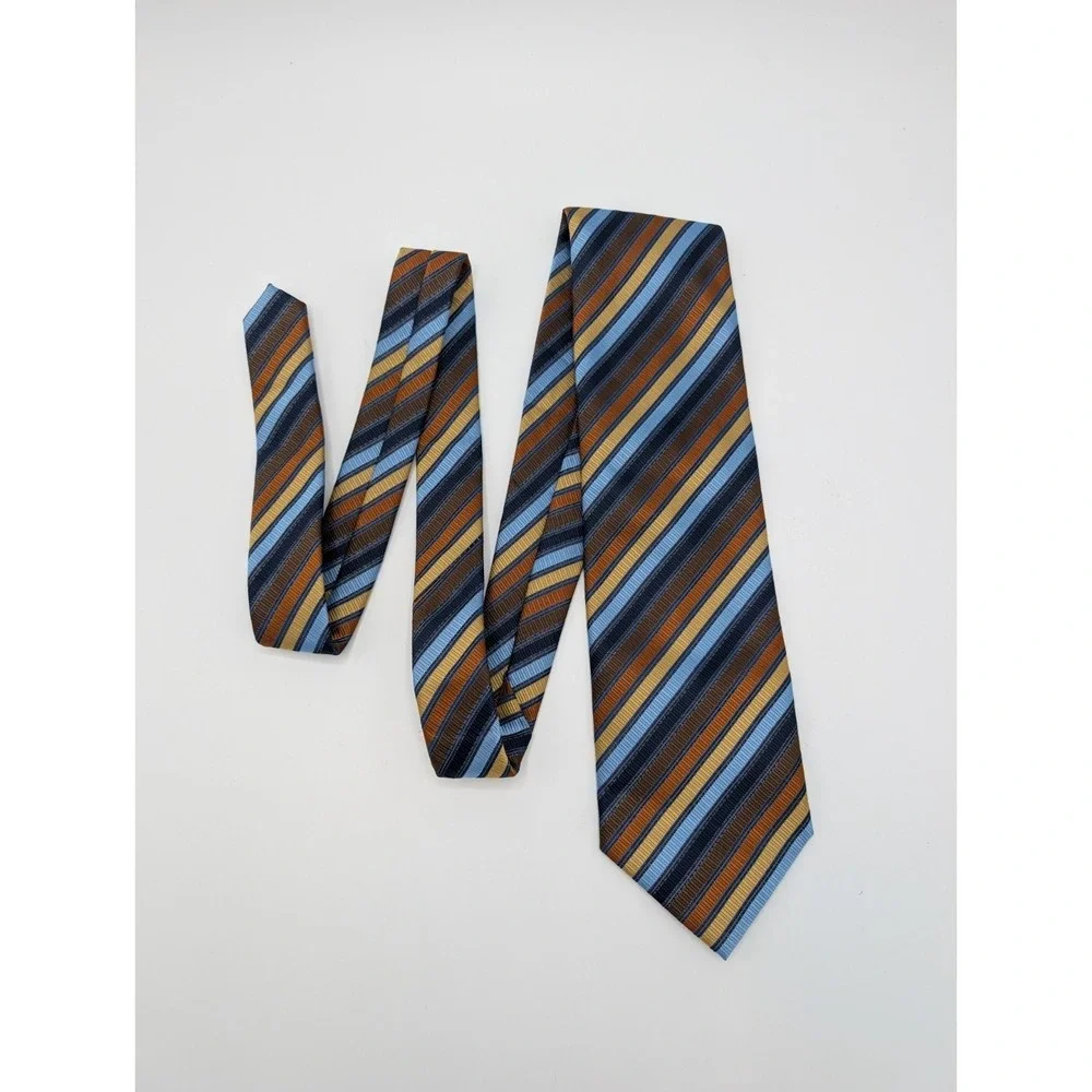 Bergamo New York Men's Necktie Tie Polyester Jacquard Stripe Fitted 58